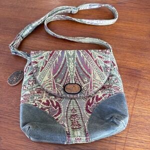Alaskan Tapestry bag 8.5" With Long Adjustable Strap Leather Accents Hippie Boho